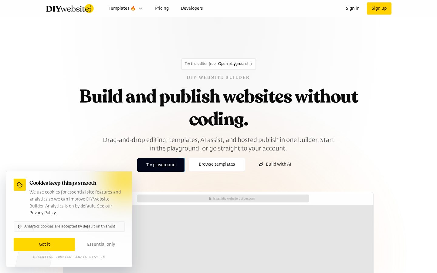 DIY Website Builder Homepage