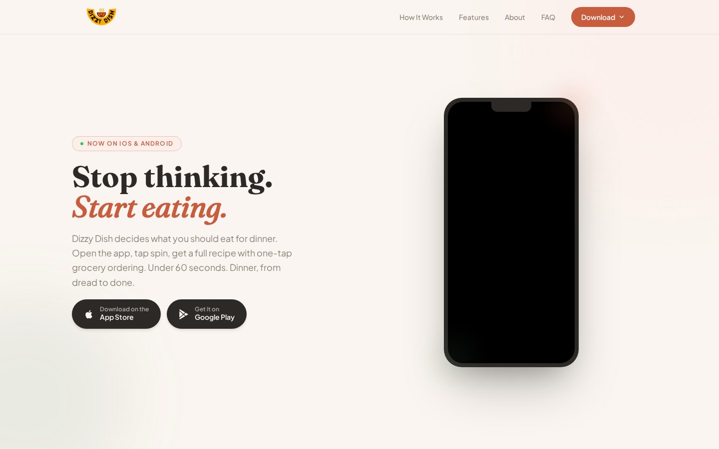 Dizzy Dish Homepage