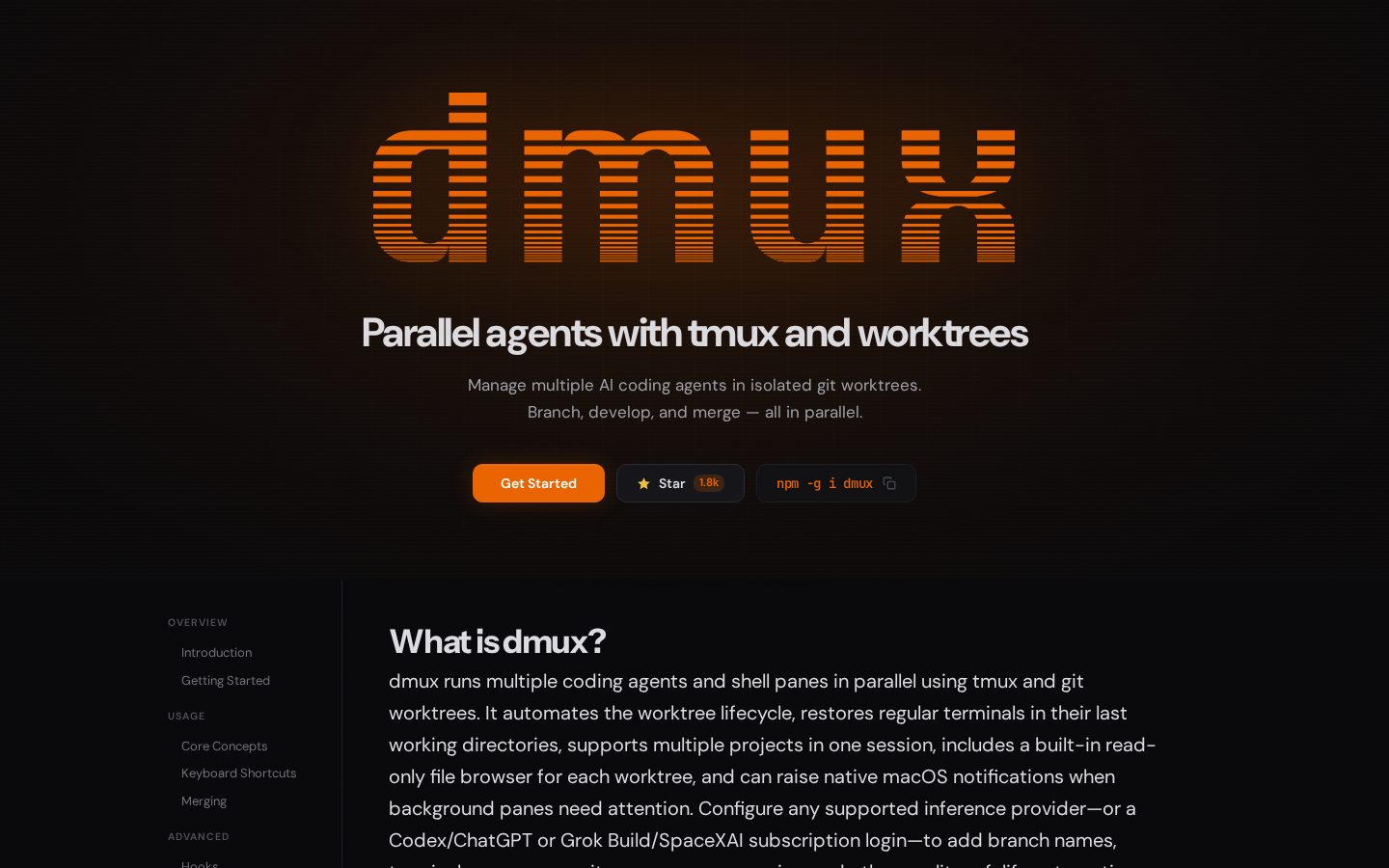 Dmux AI Homepage