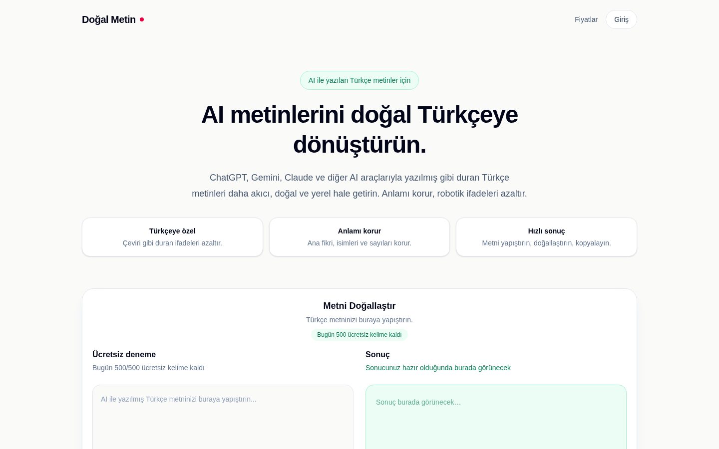 Doğal Metin Homepage