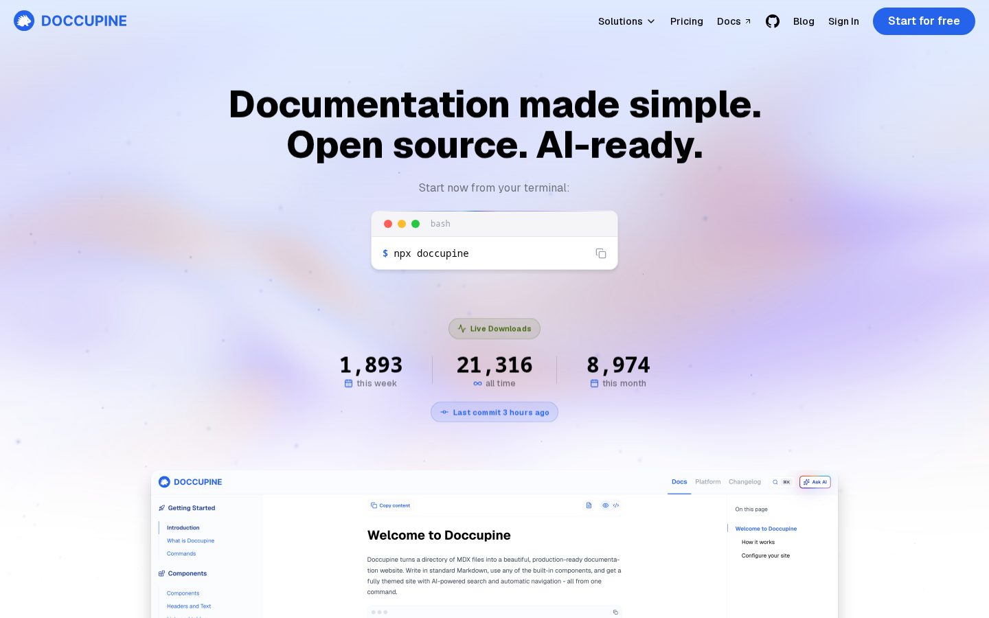 Doccupine Homepage