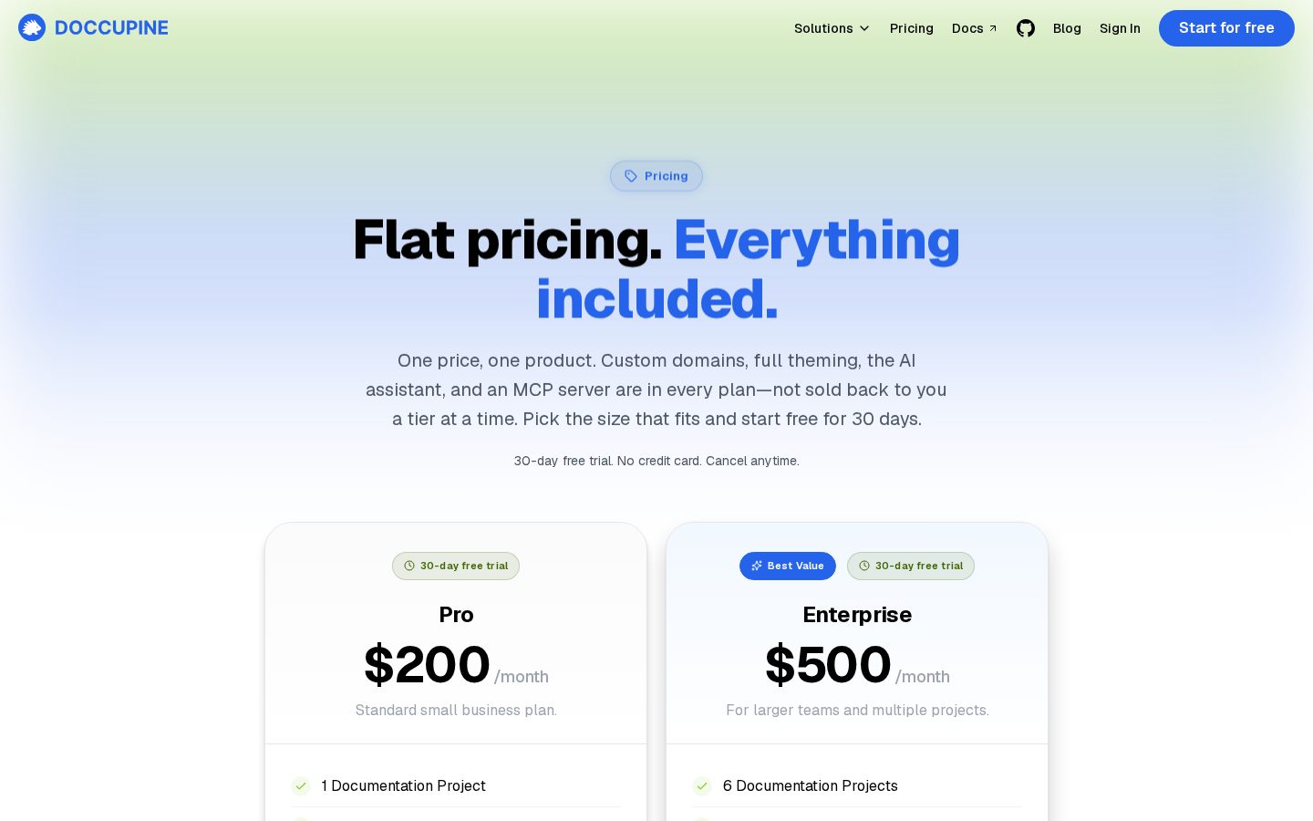 Doccupine Pricing