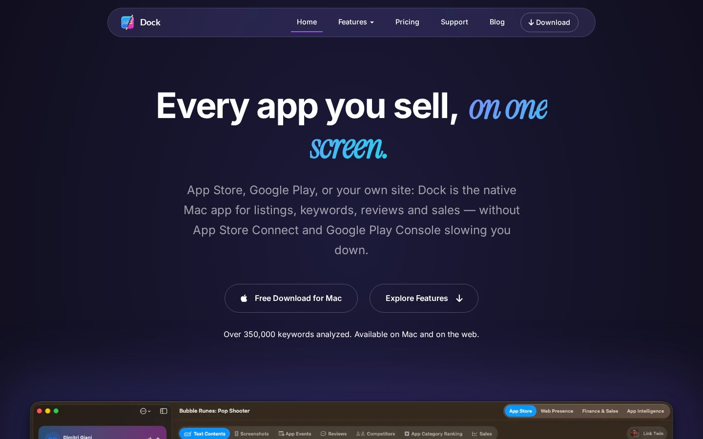 Dock Homepage