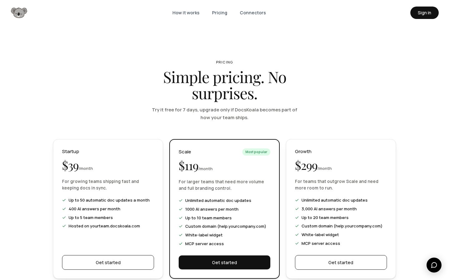 DocsKoala Pricing