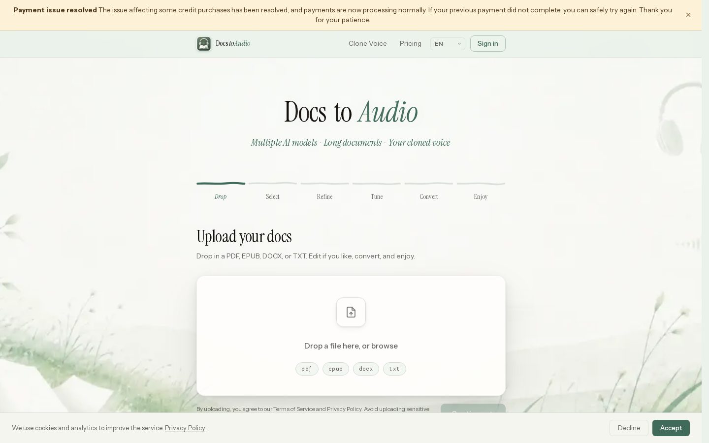 DocstoAudio Homepage
