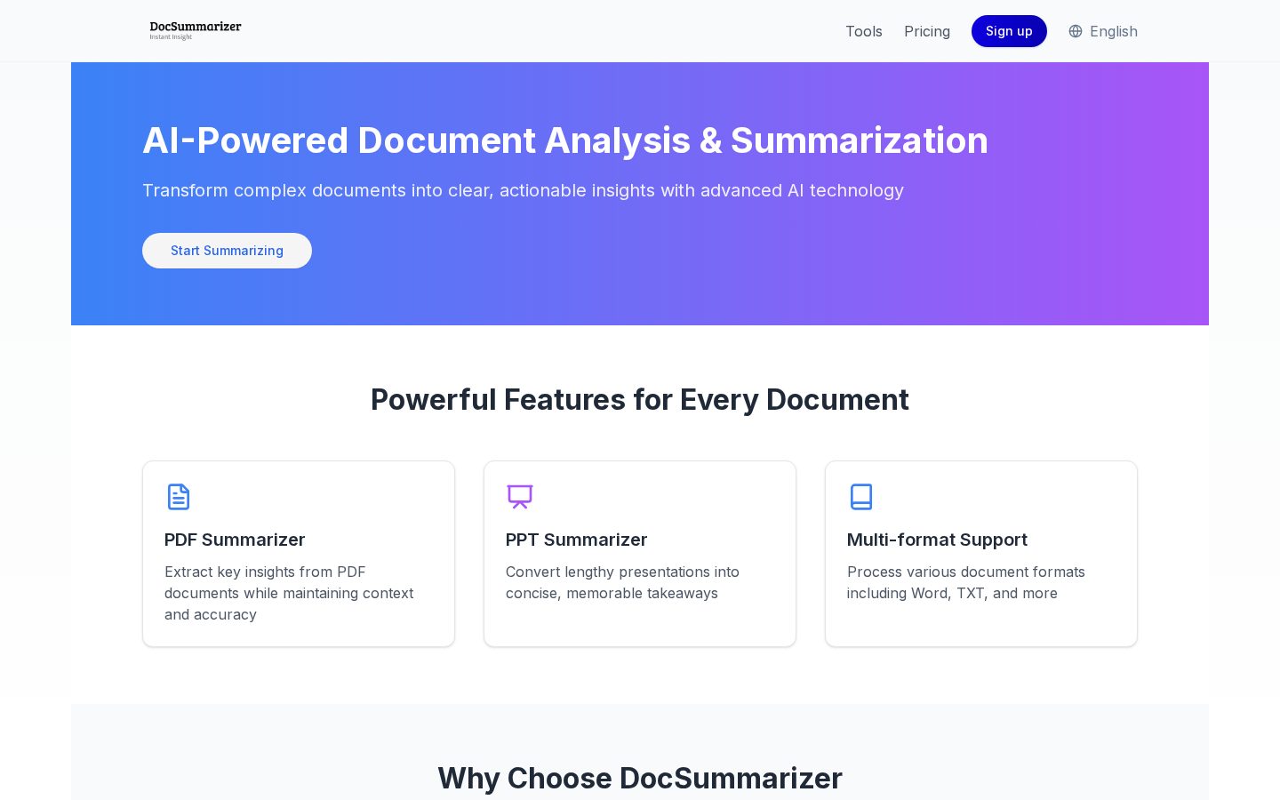 DocSummarizer Homepage