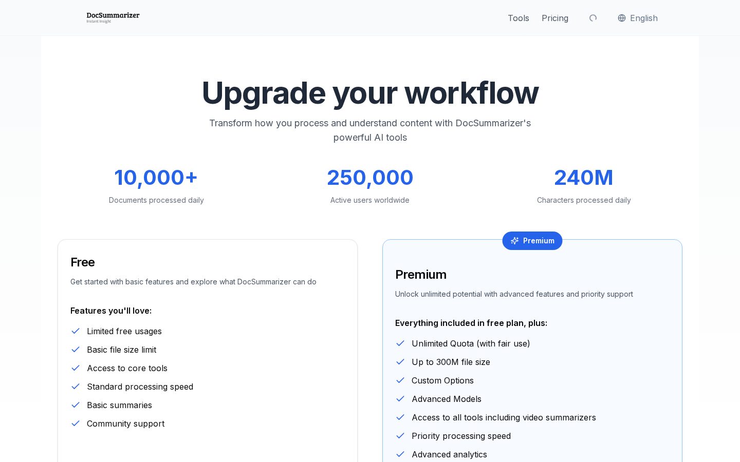 DocSummarizer Pricing