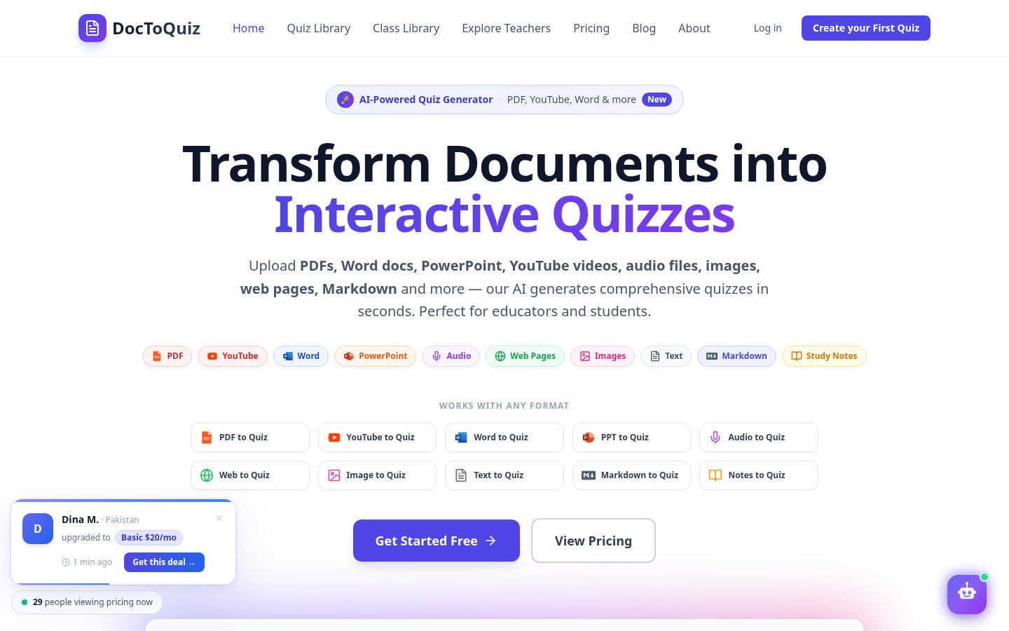DocToQuiz Homepage