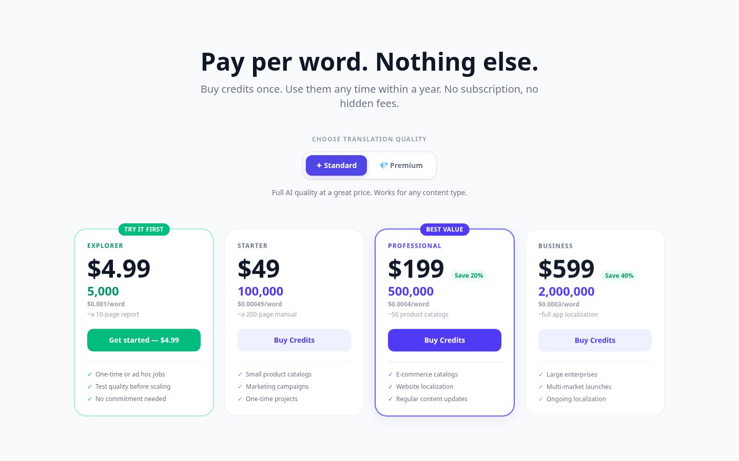 DocTranslate Pricing