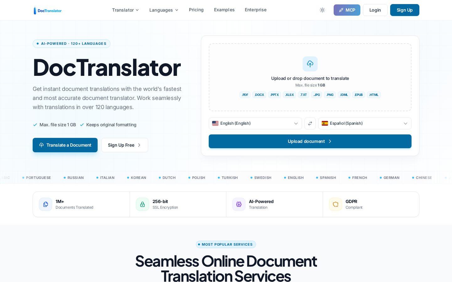 DocTranslator Homepage