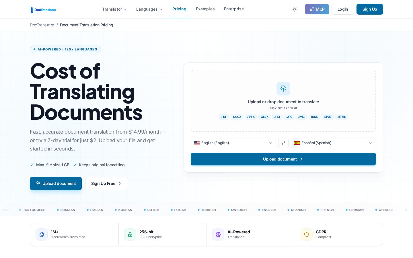 DocTranslator Pricing