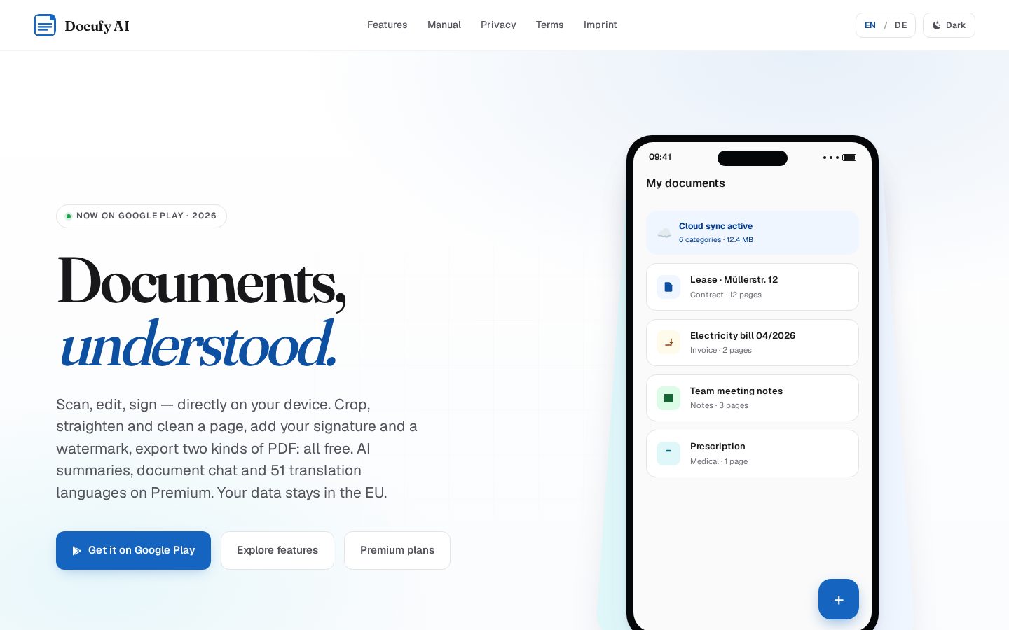 Docufy AI Homepage