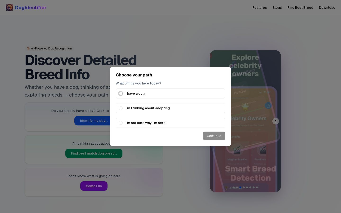 Dog Identifier Homepage