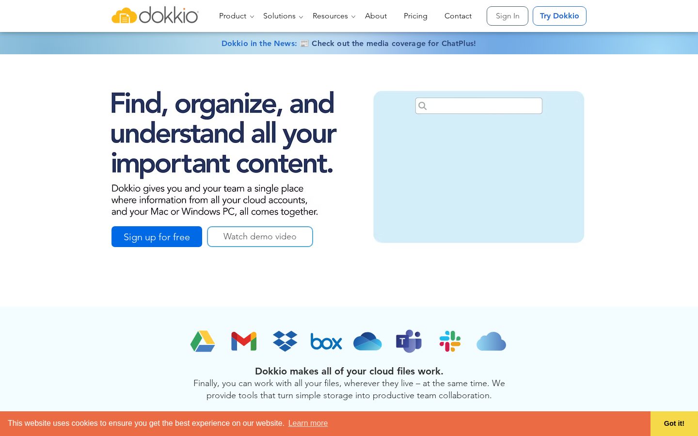 Dokkio Homepage