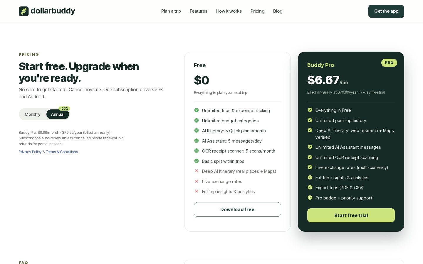 DollarBuddy Pricing