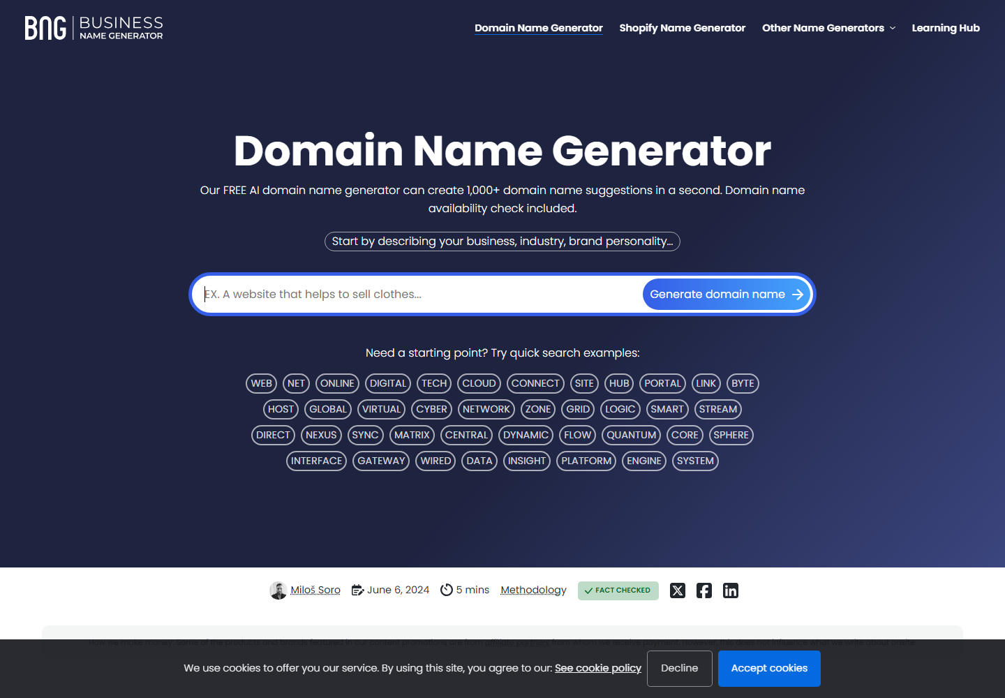 Domain Name Ideas homepage