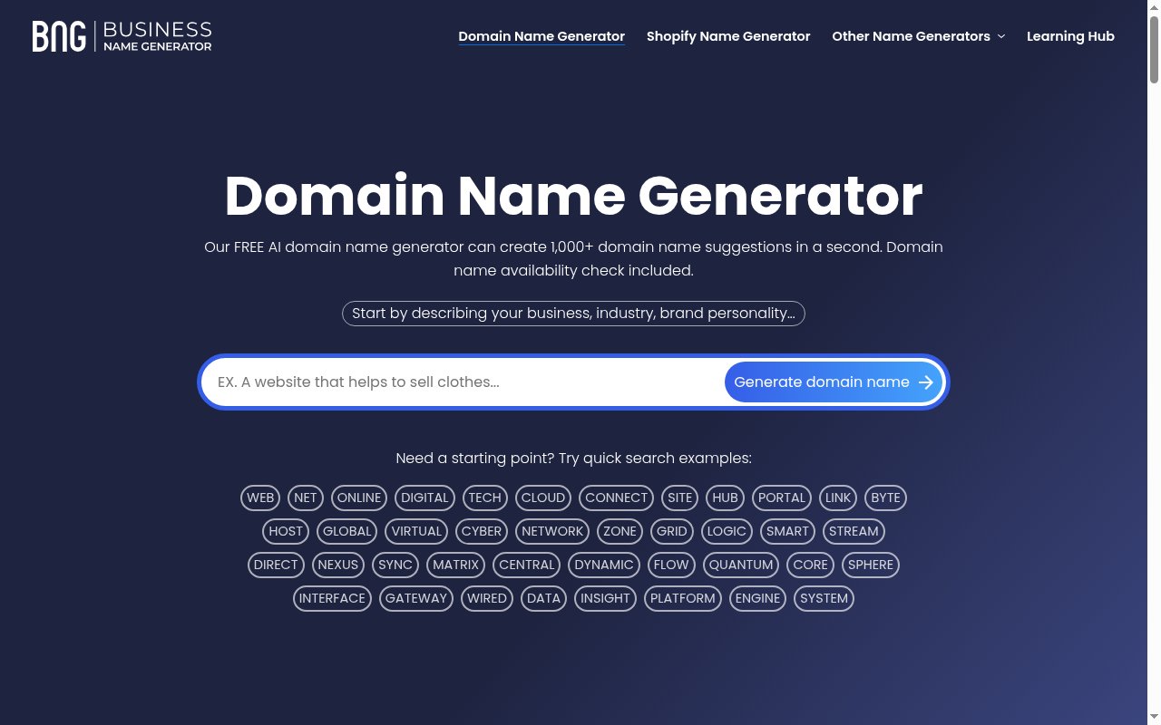 Domain Name Ideas homepage