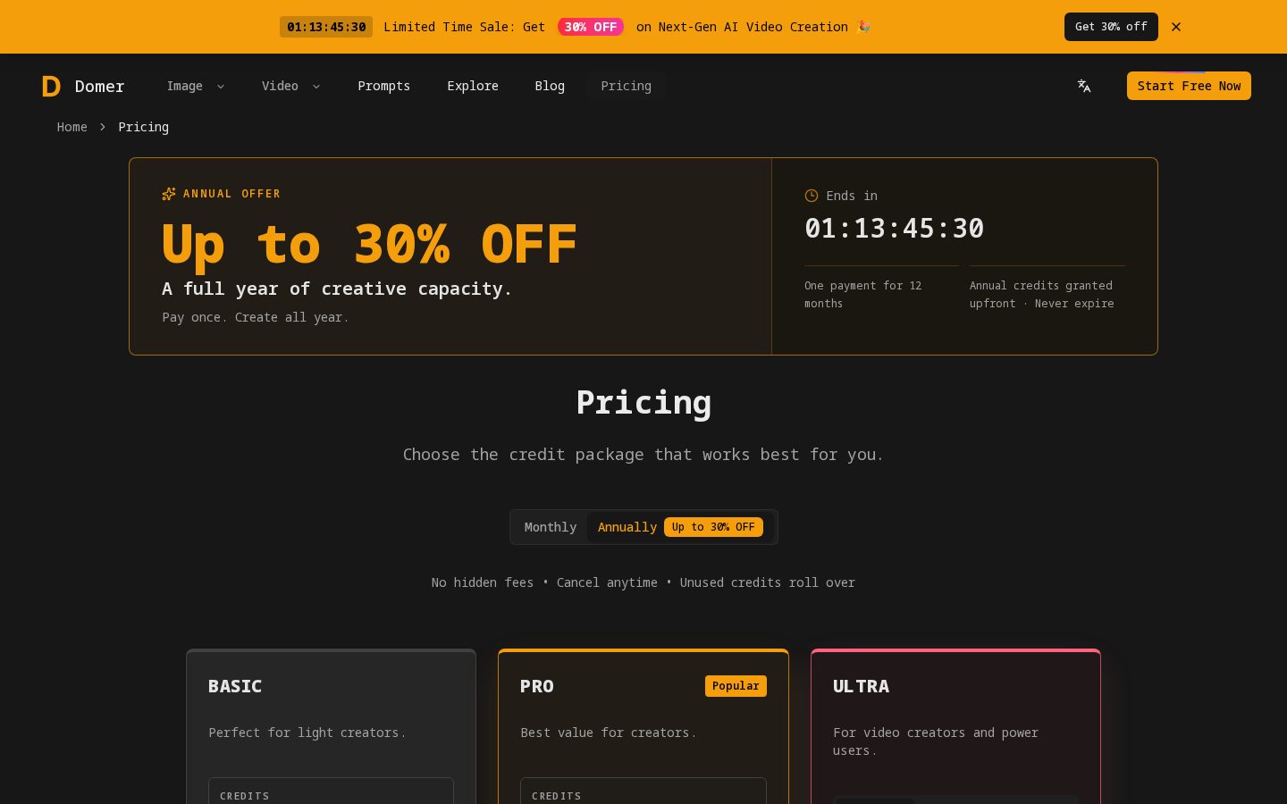 Domer AI Pricing