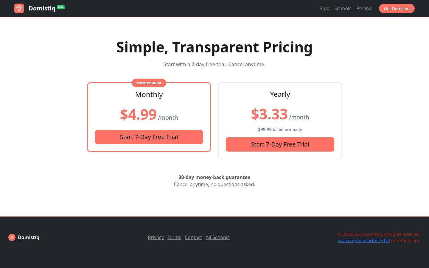 Domistiq Pricing