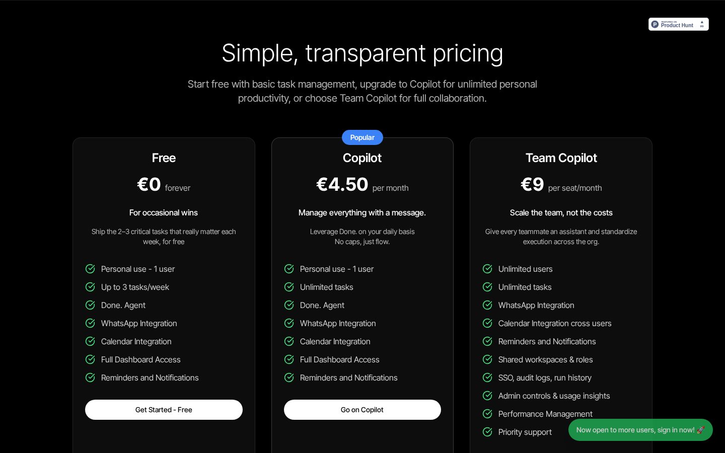 Done-Copilot Pricing