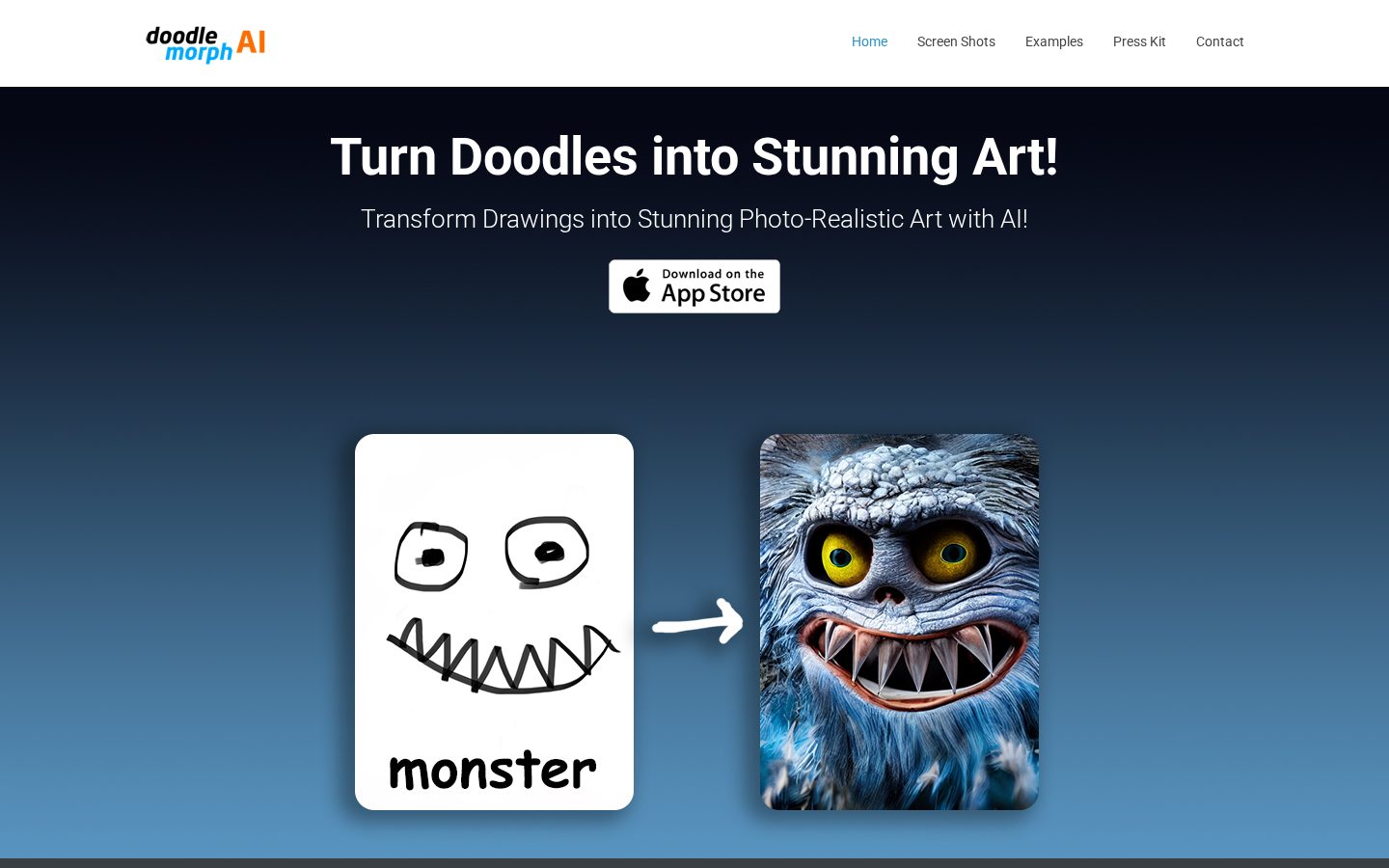 Doodle Morph AI Homepage