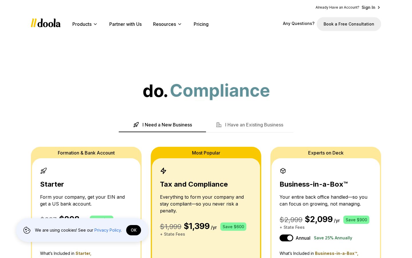 doola MCP for US LLC Formation Pricing