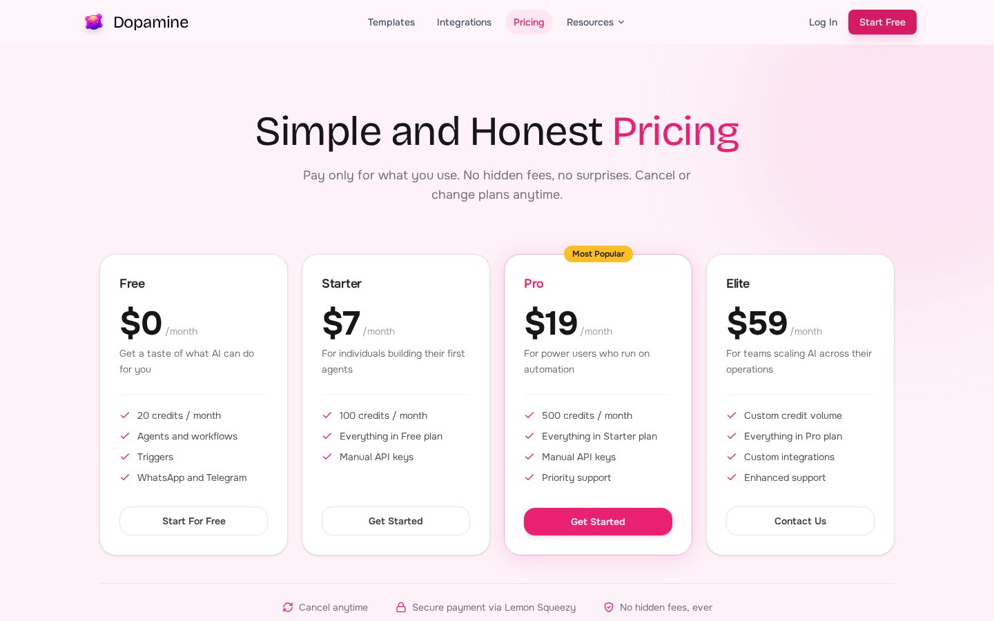 Dopamine.chat Pricing