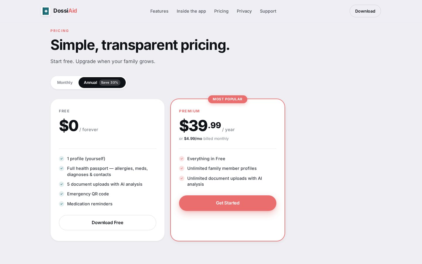 DossiAid Pricing