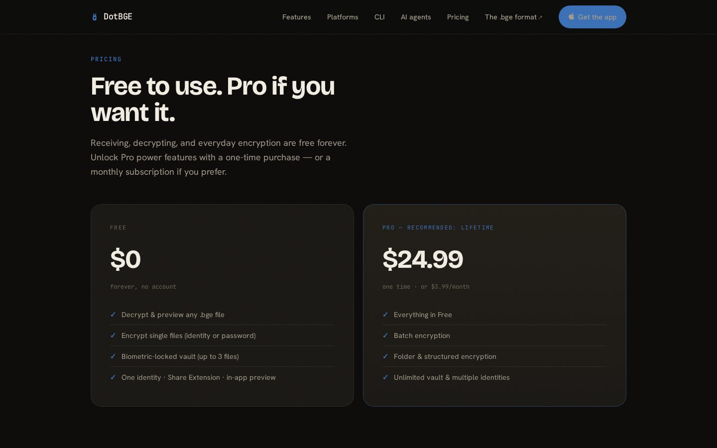 DotBGE Pricing