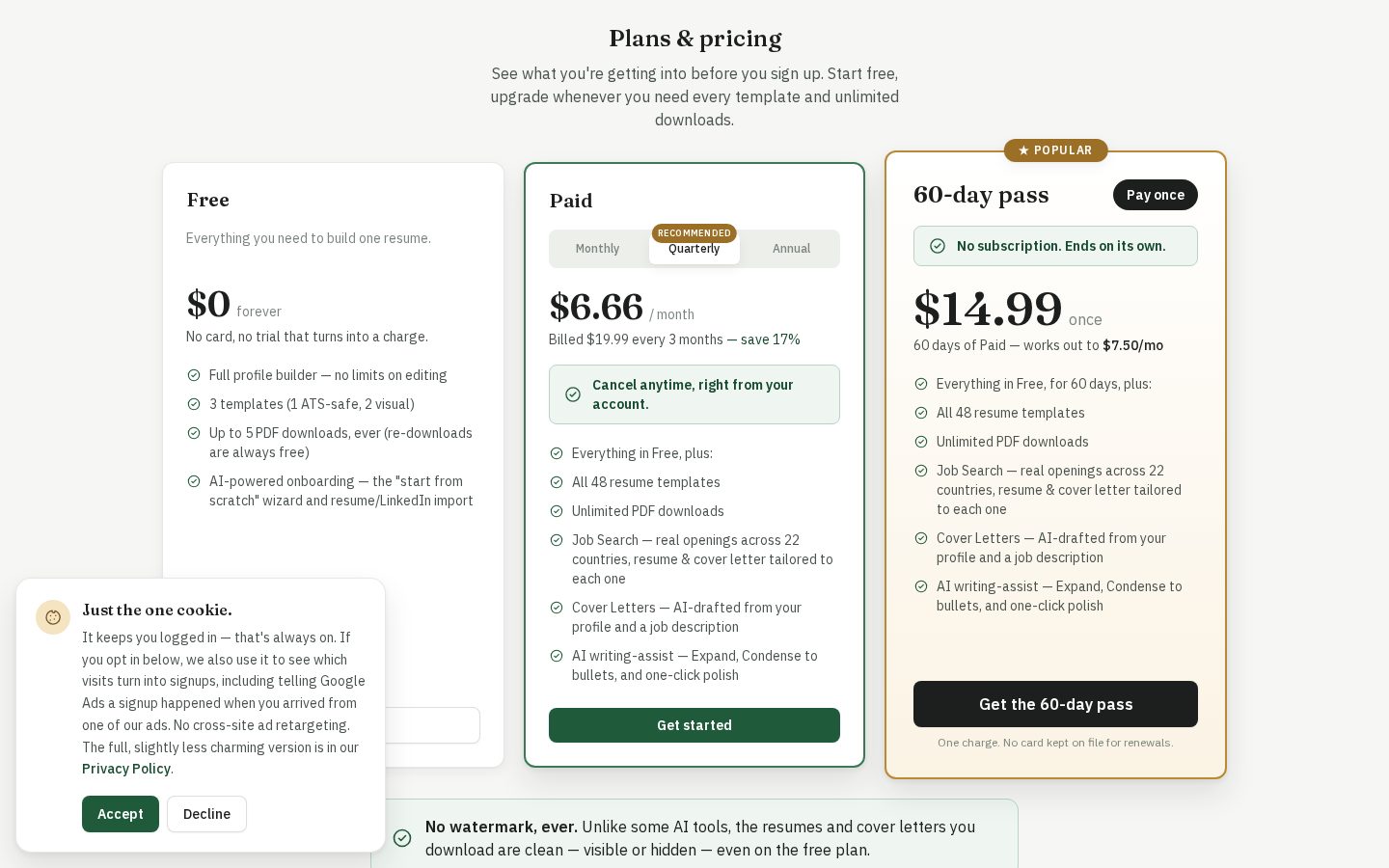 DraftCareer Pricing