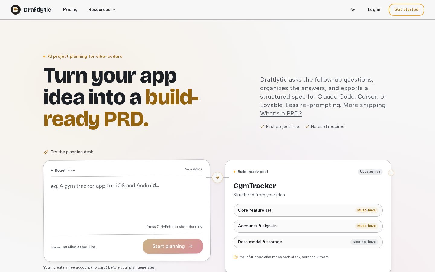 Draftlytic Homepage