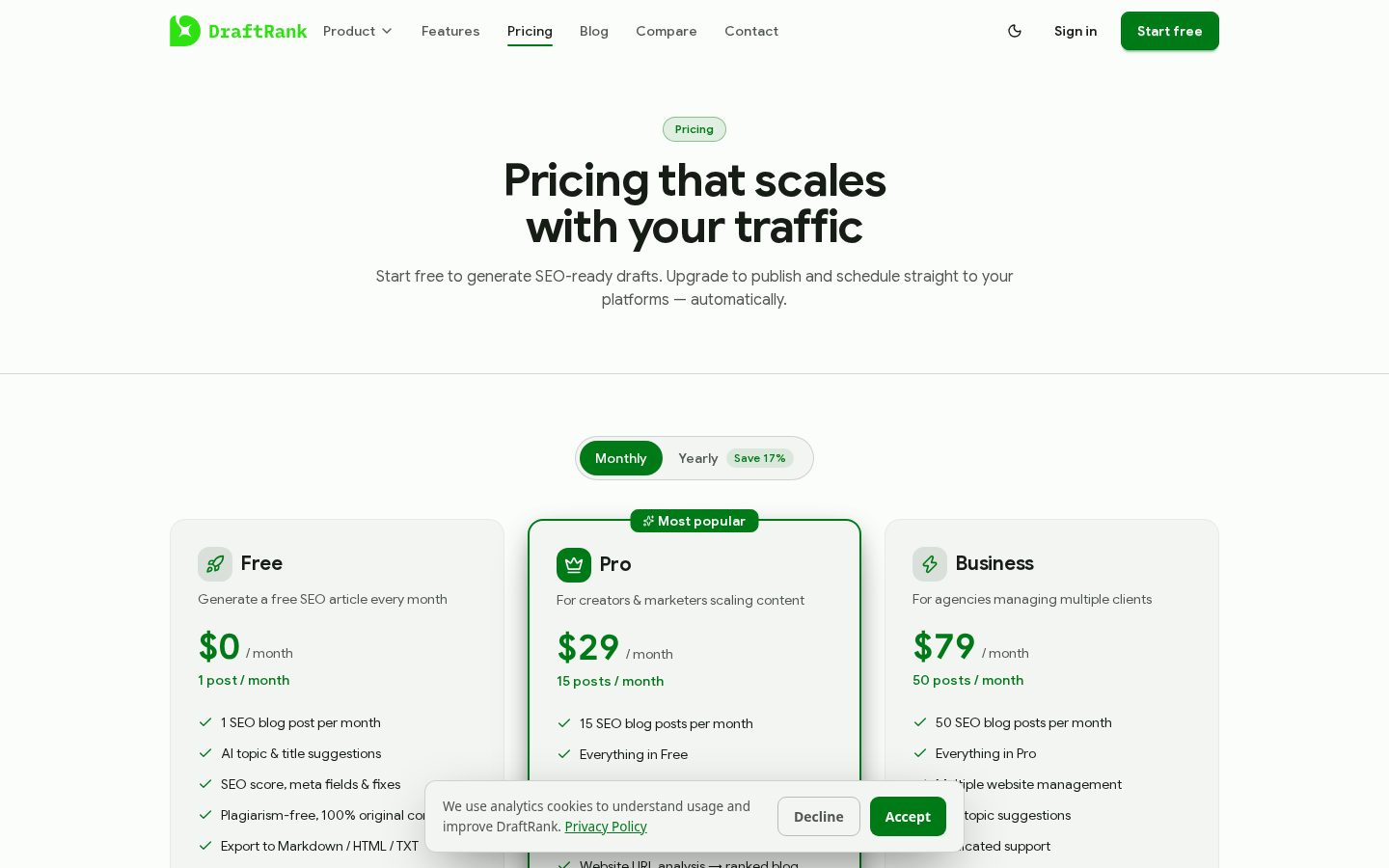 DraftRank Pricing