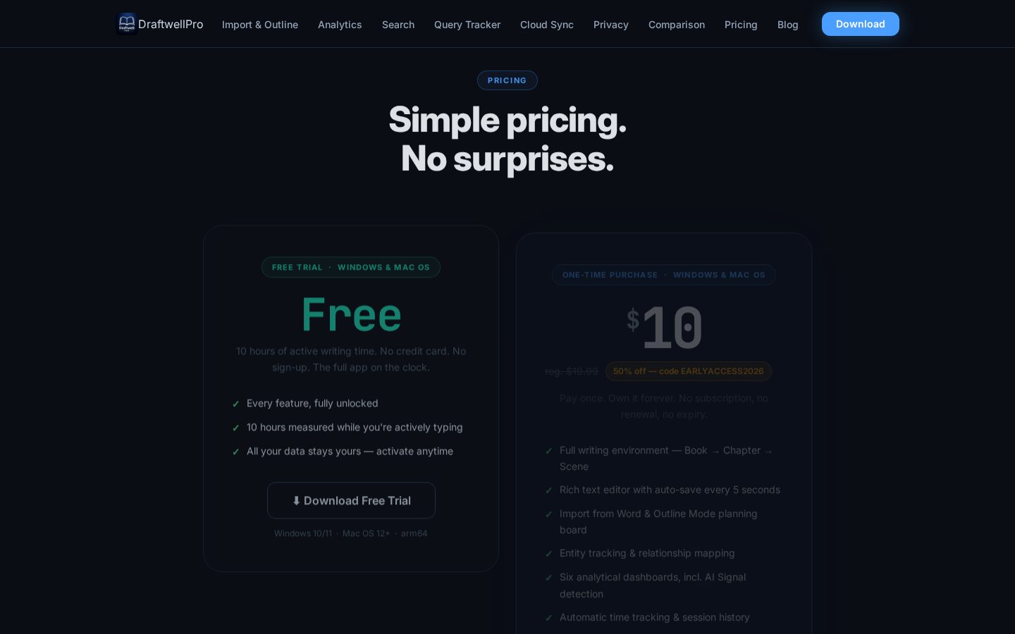 Draftwell Pro Pricing