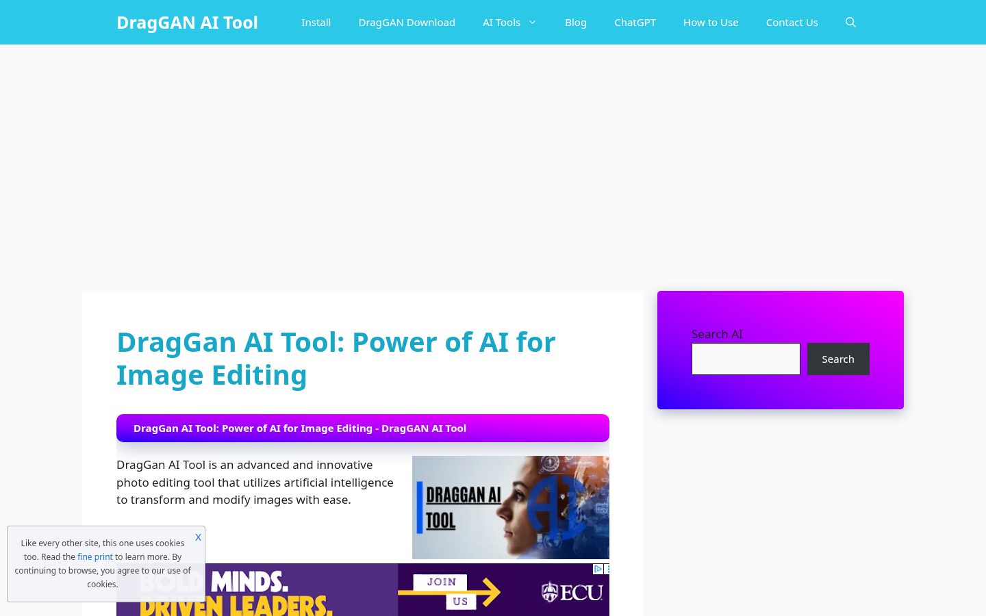 DragGAN AI Tool Homepage