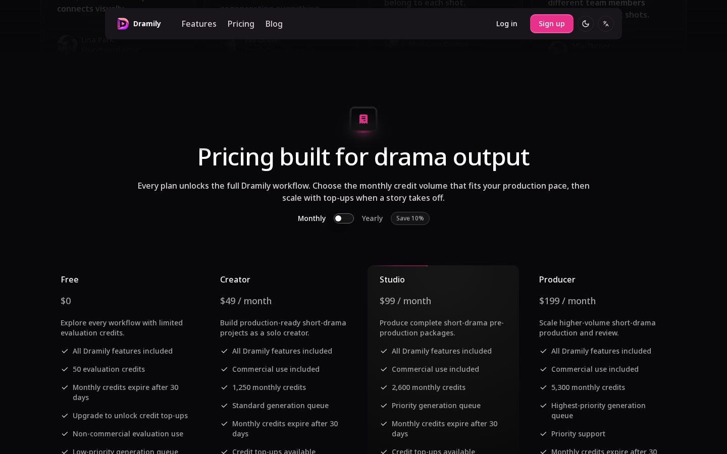 Dramily Pricing