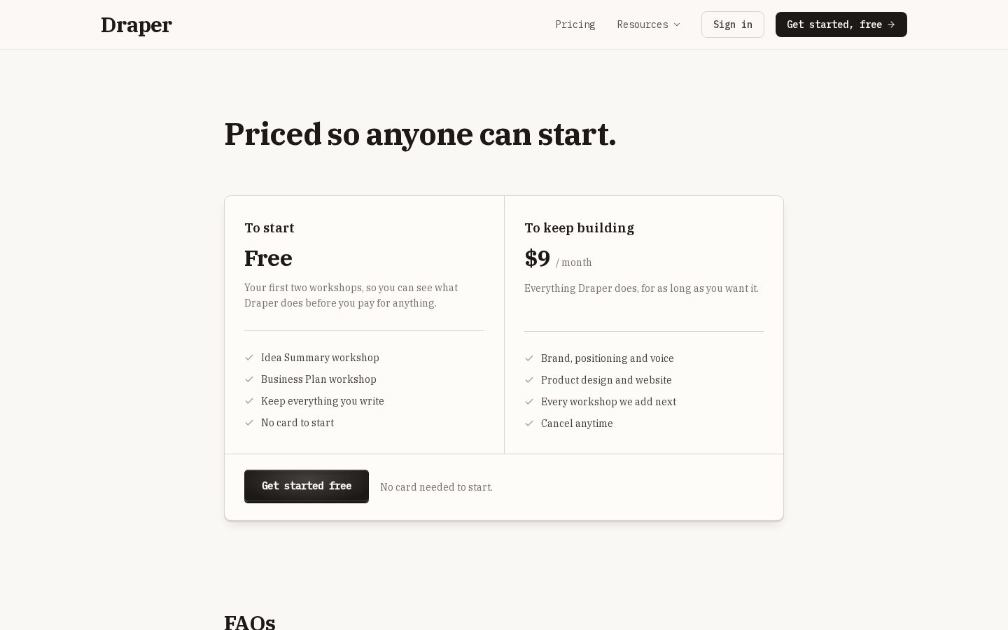 Draper Pricing