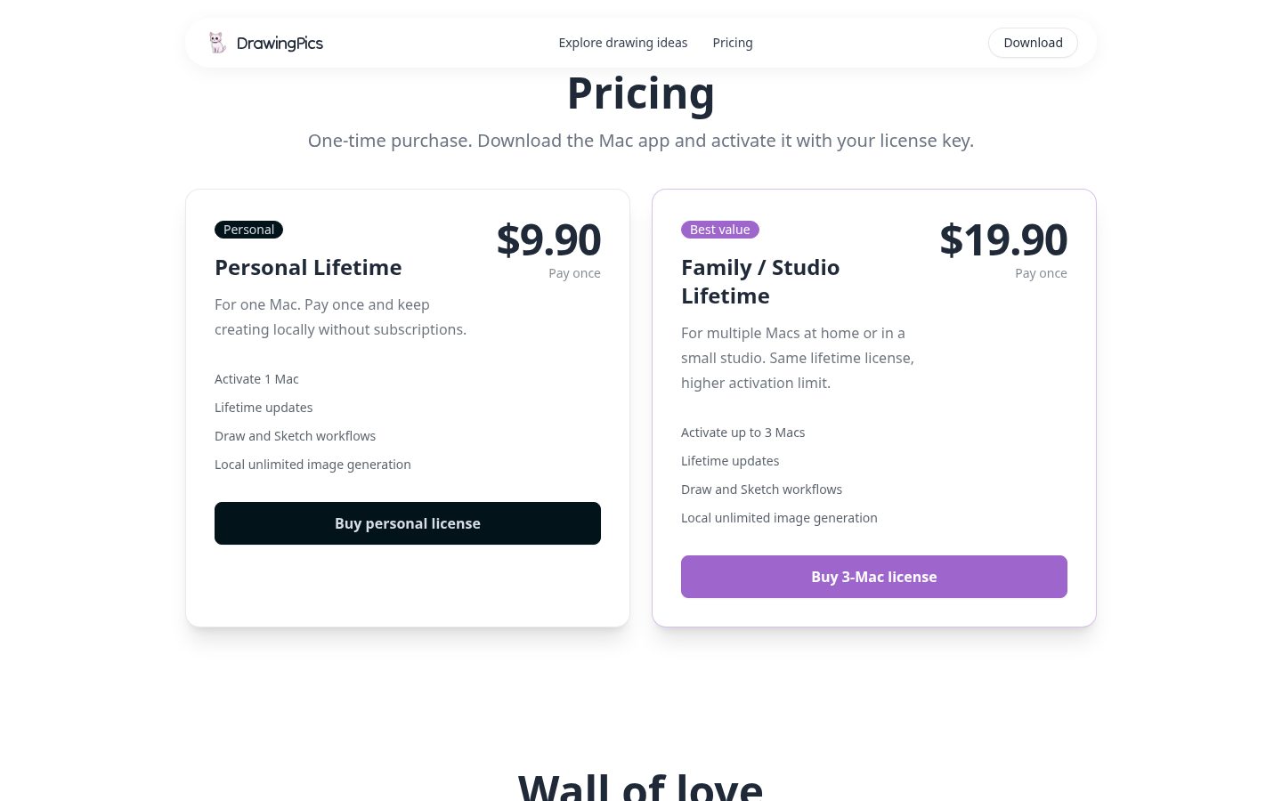 DrawingPics Pricing