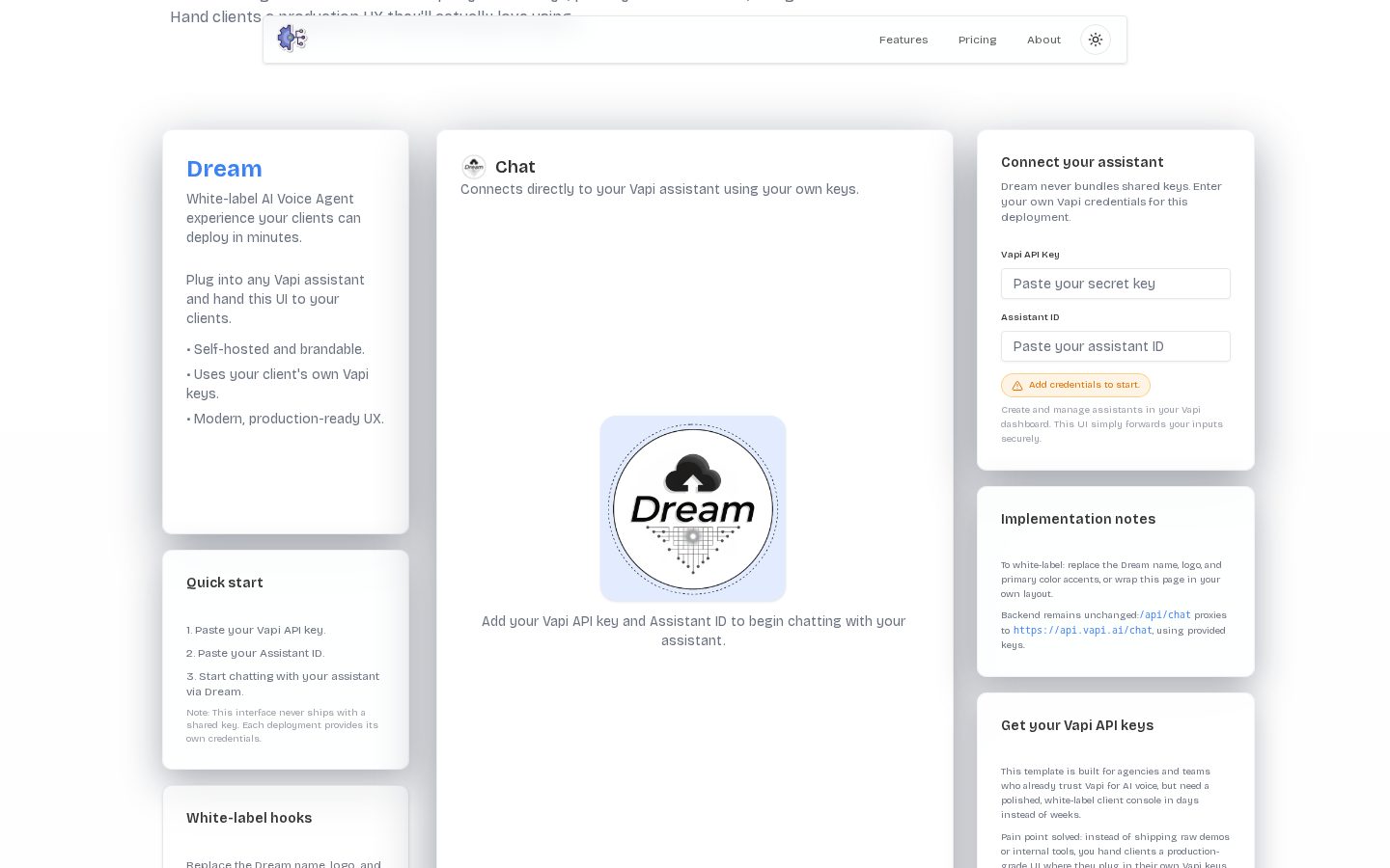 Dream Chat Homepage