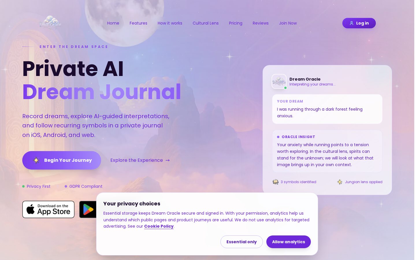 Dream Oracle AI Homepage