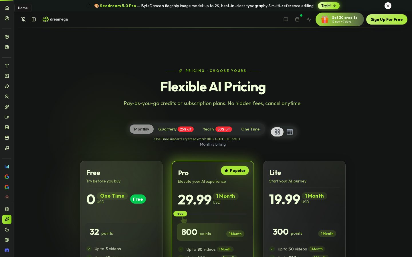 Dreamega Pricing