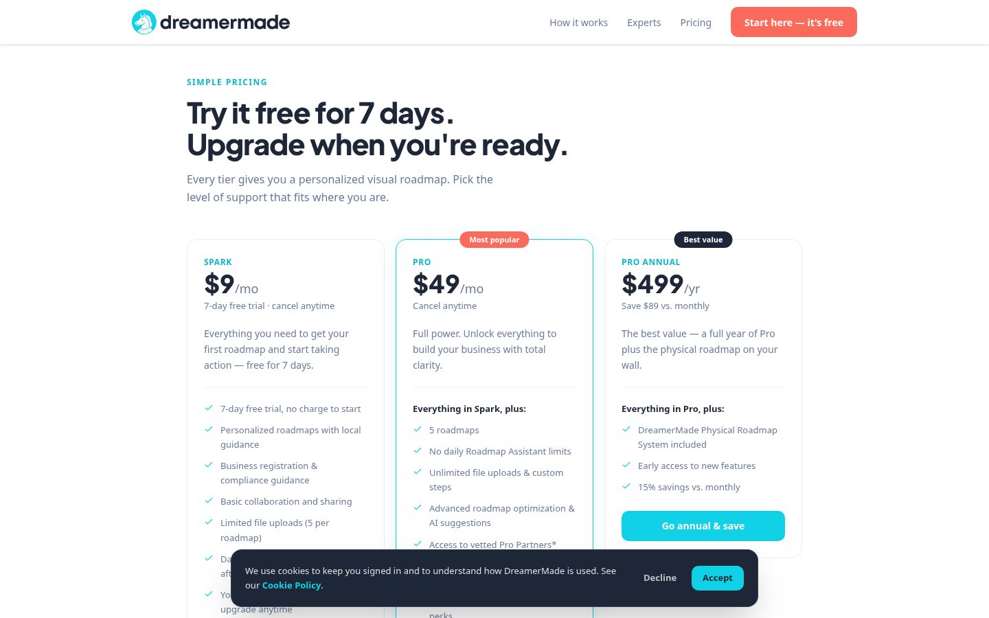 DreamerMade Pricing