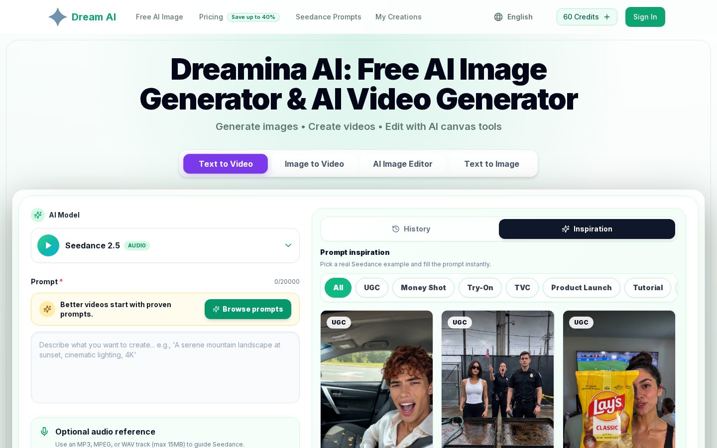 Dreamina AI Free AI Image Video Generator by ByteD Homepage