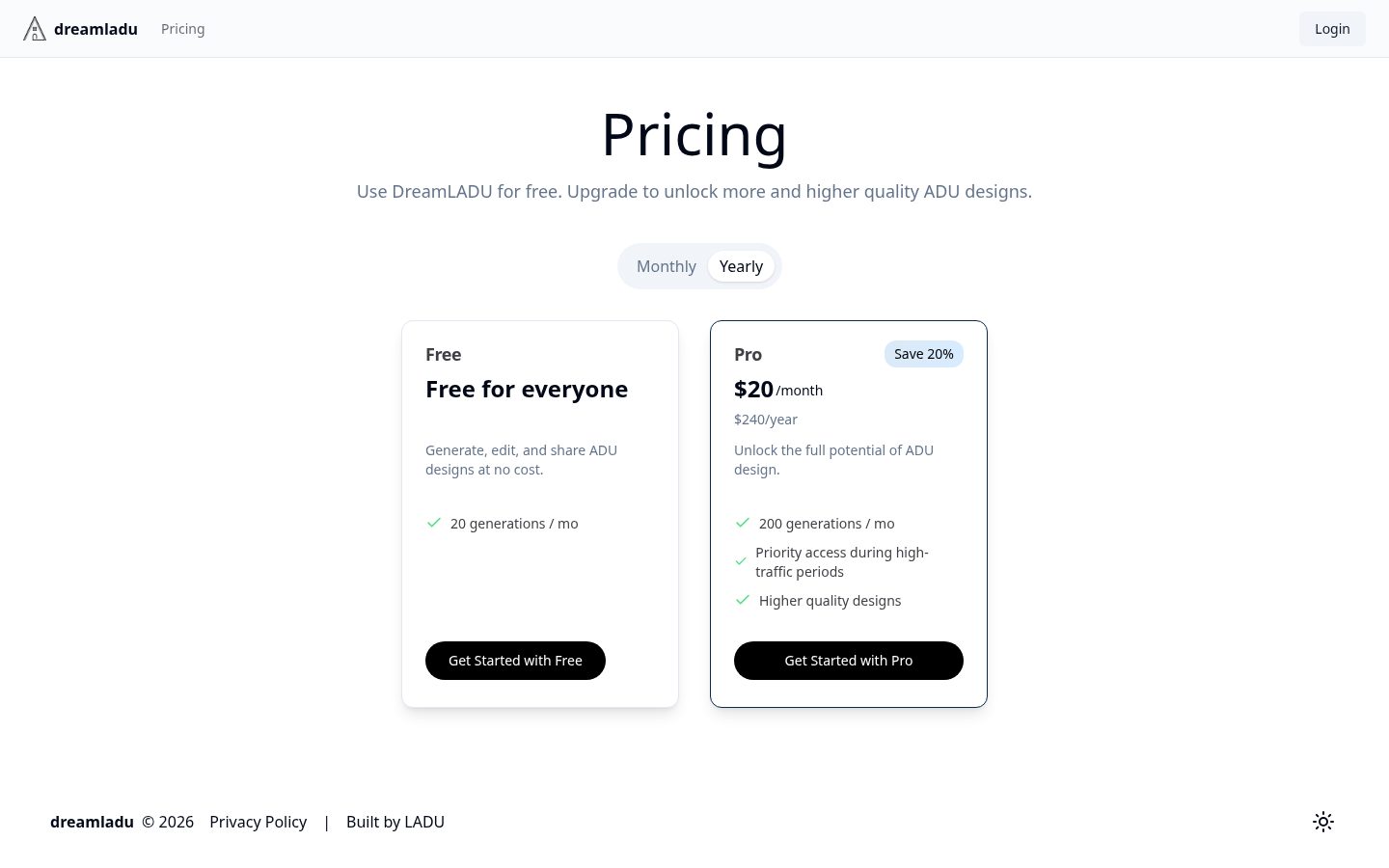 DreamLADU Pricing
