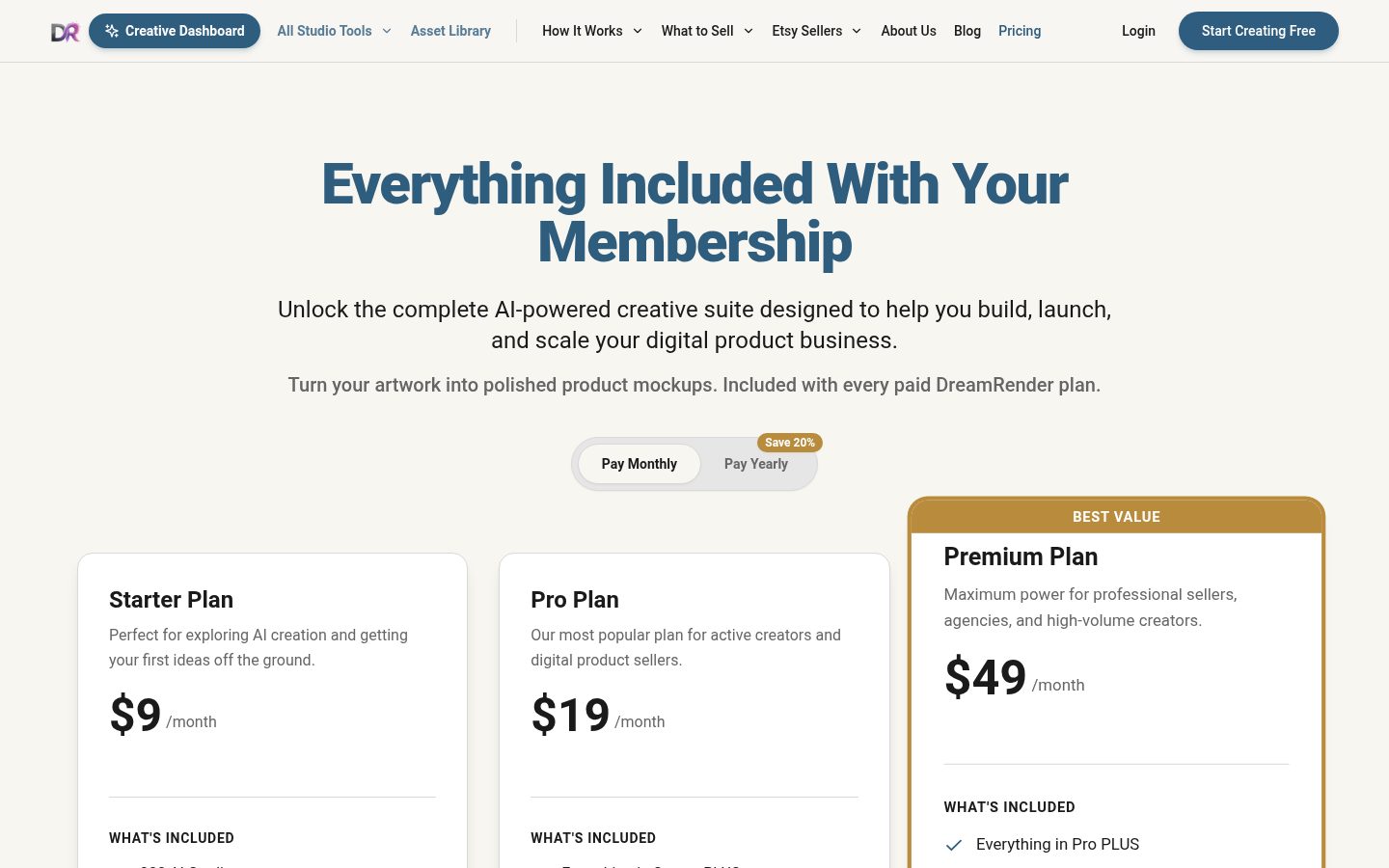 DreamRender.io Pricing
