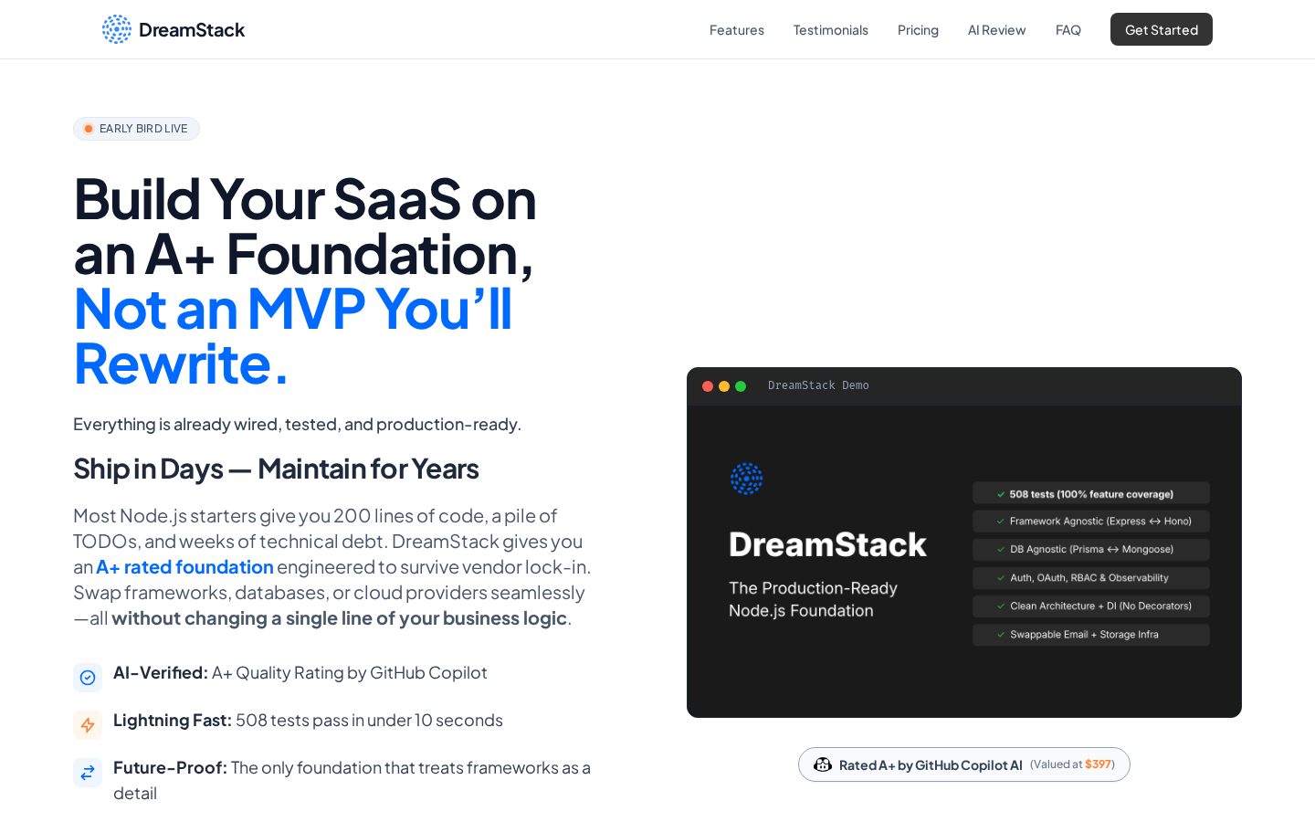 DreamStack Node.js Homepage