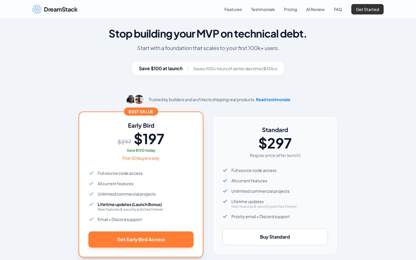 DreamStack Node.js Pricing
