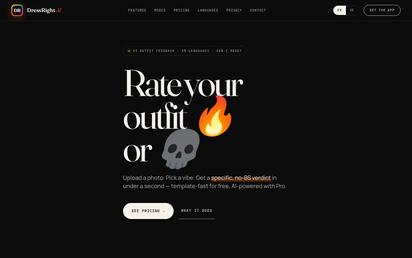 DressRight AI Homepage