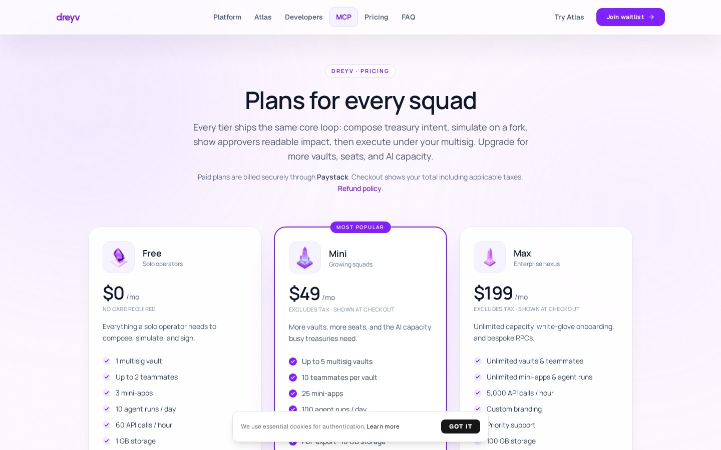 dreyv Pricing