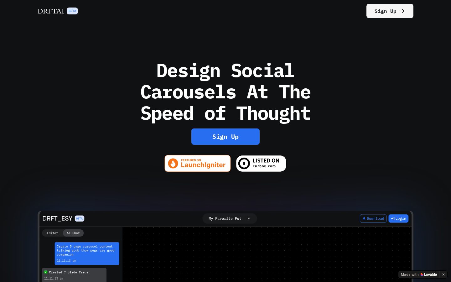 DRFT Ai Homepage