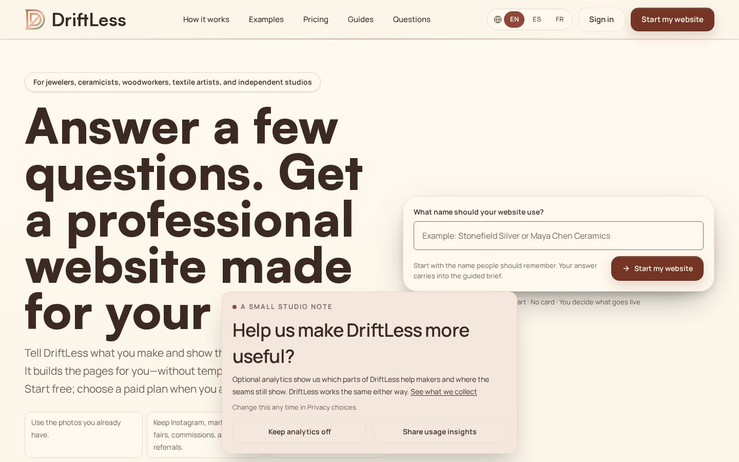 DriftLess Homepage